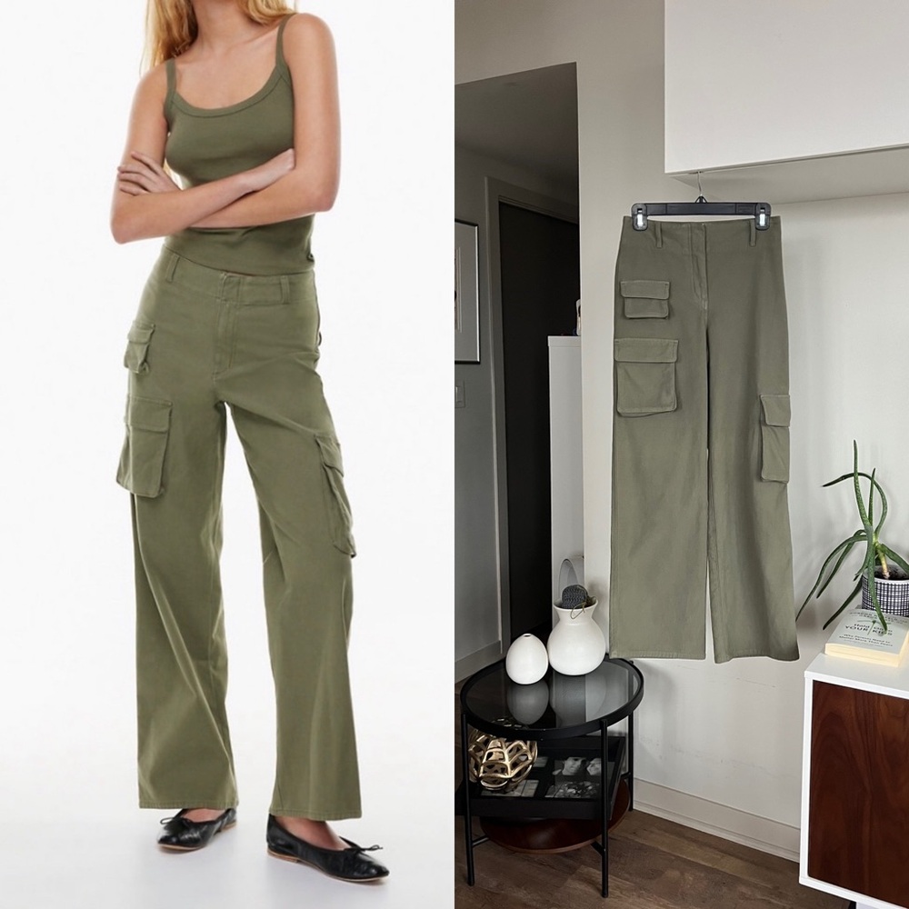 Aritzia Wilfred Free Army Green Picture Cargo Wide Leg Casual Pant Fall Sz 2